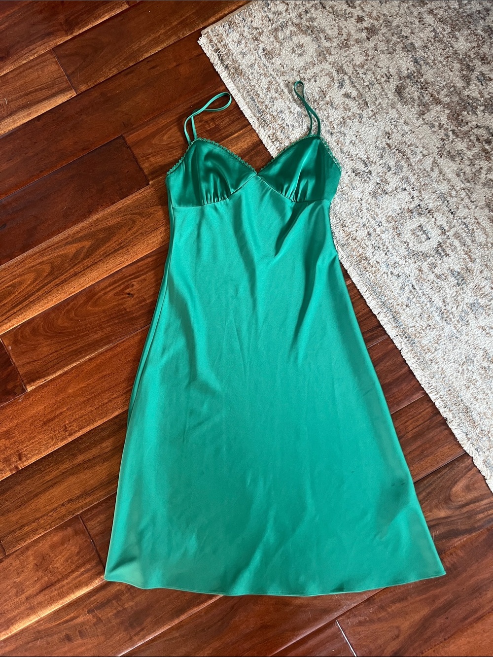 Sunday Best Emerald Green Satin Slip Dress